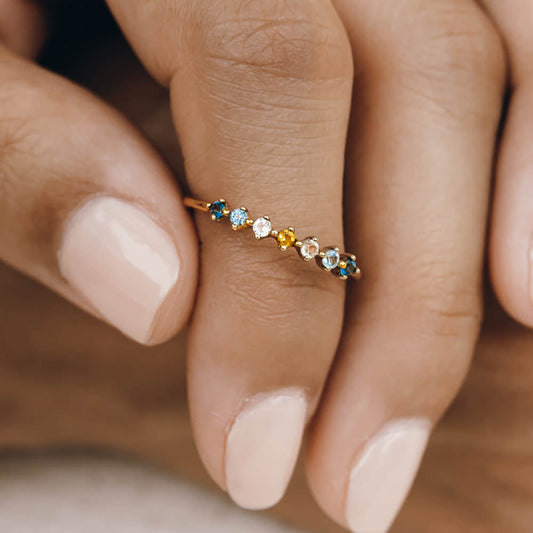 Multi gemstone ring in gold vermeil