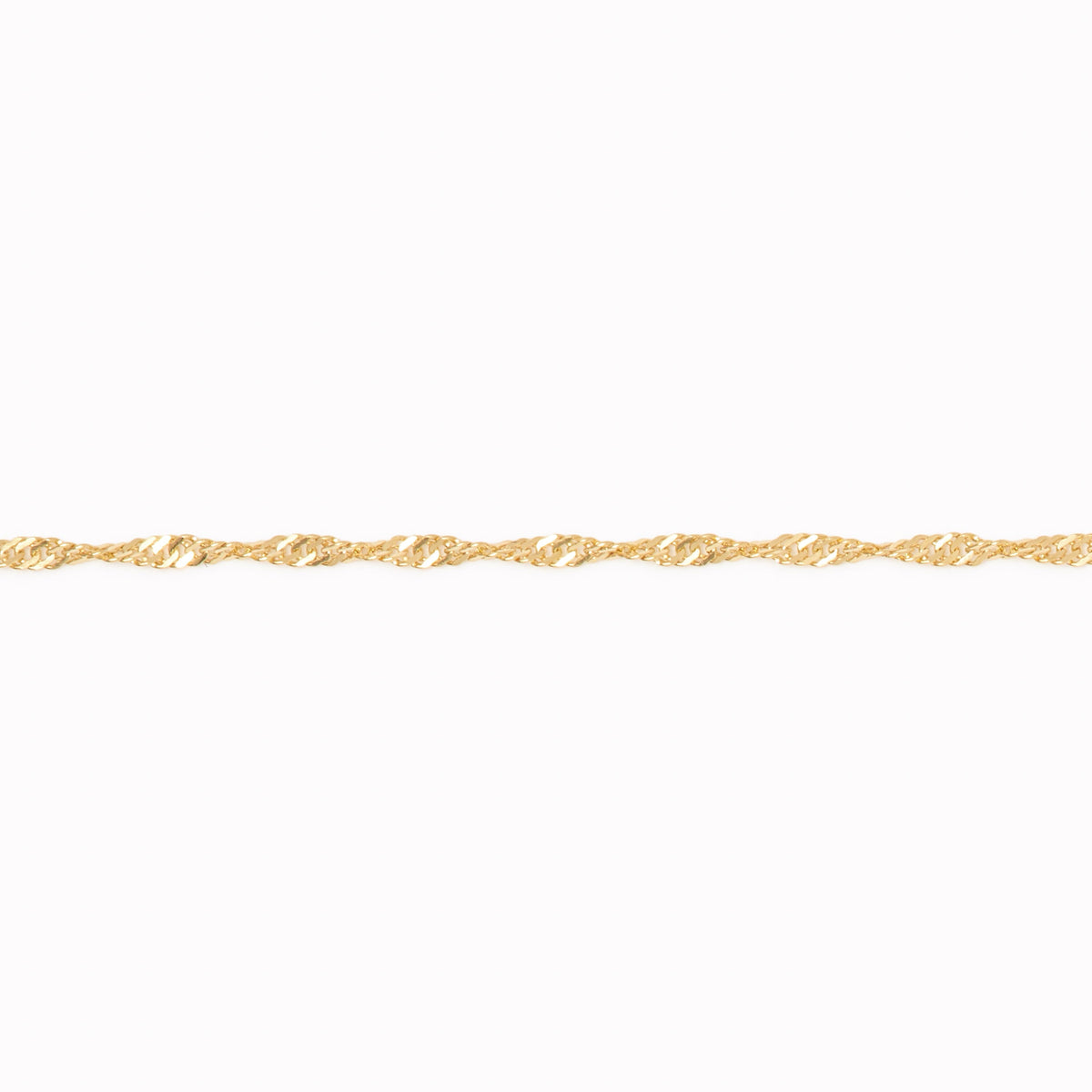 14k Gold Singapore Chain Necklace - Saskia displayed horizontally on a white background showing twist design details