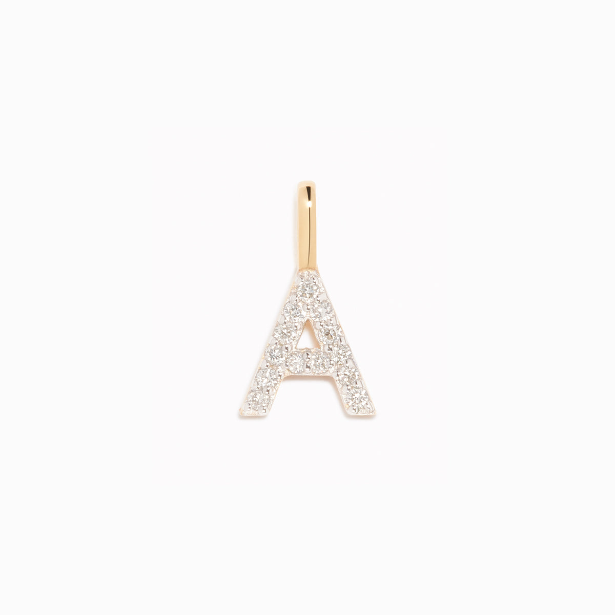 Diamond Initial Pendant 14k Gold - A with brilliant diamonds displayed on a clean white background