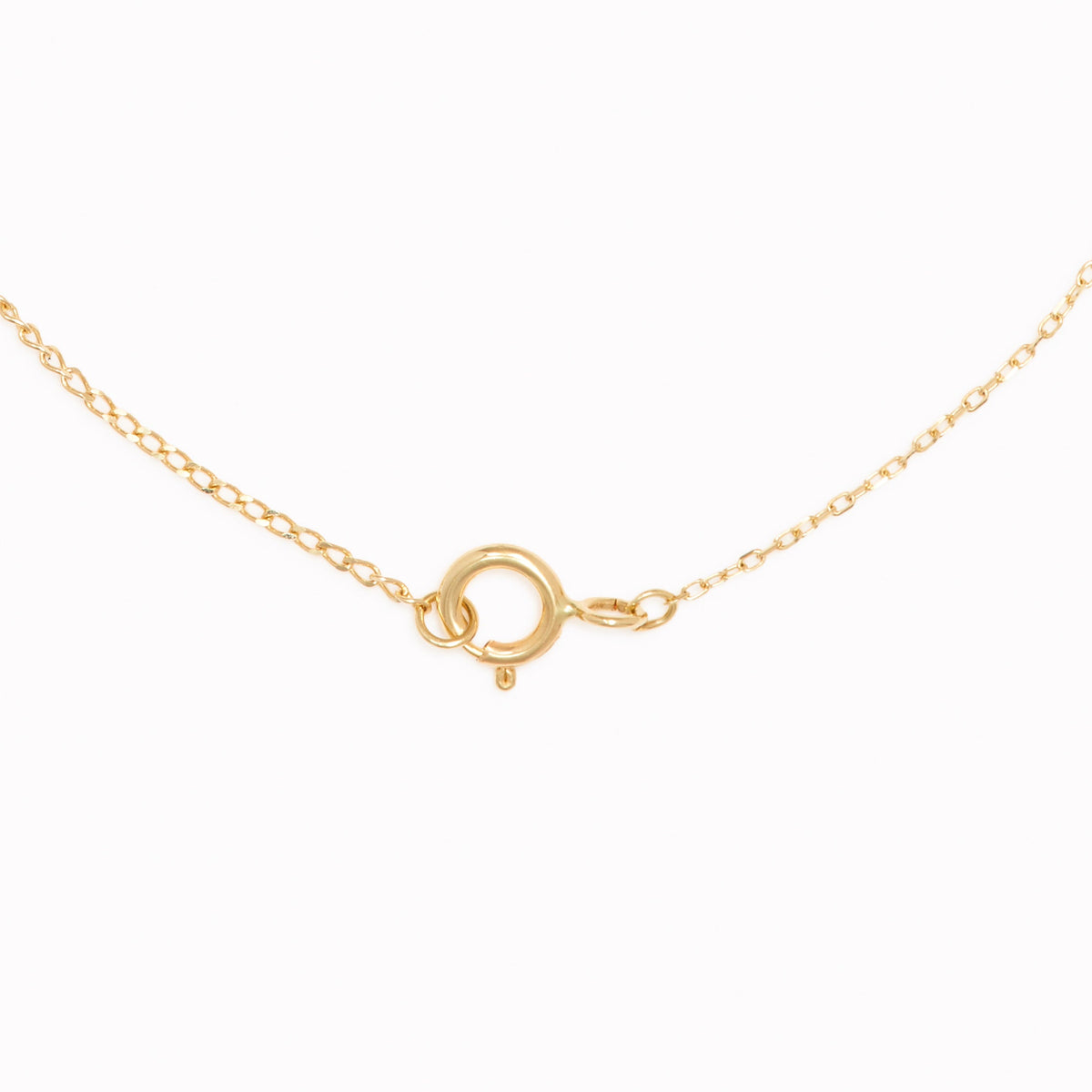 14k Gold Cable Chain Necklace (16 inches) - Tyra showing close-up of the spring ring clasp on a white background