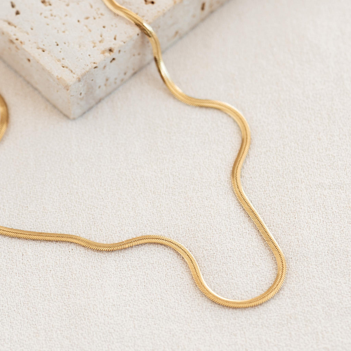 Flat snake chain necklace made in gold vermeil
