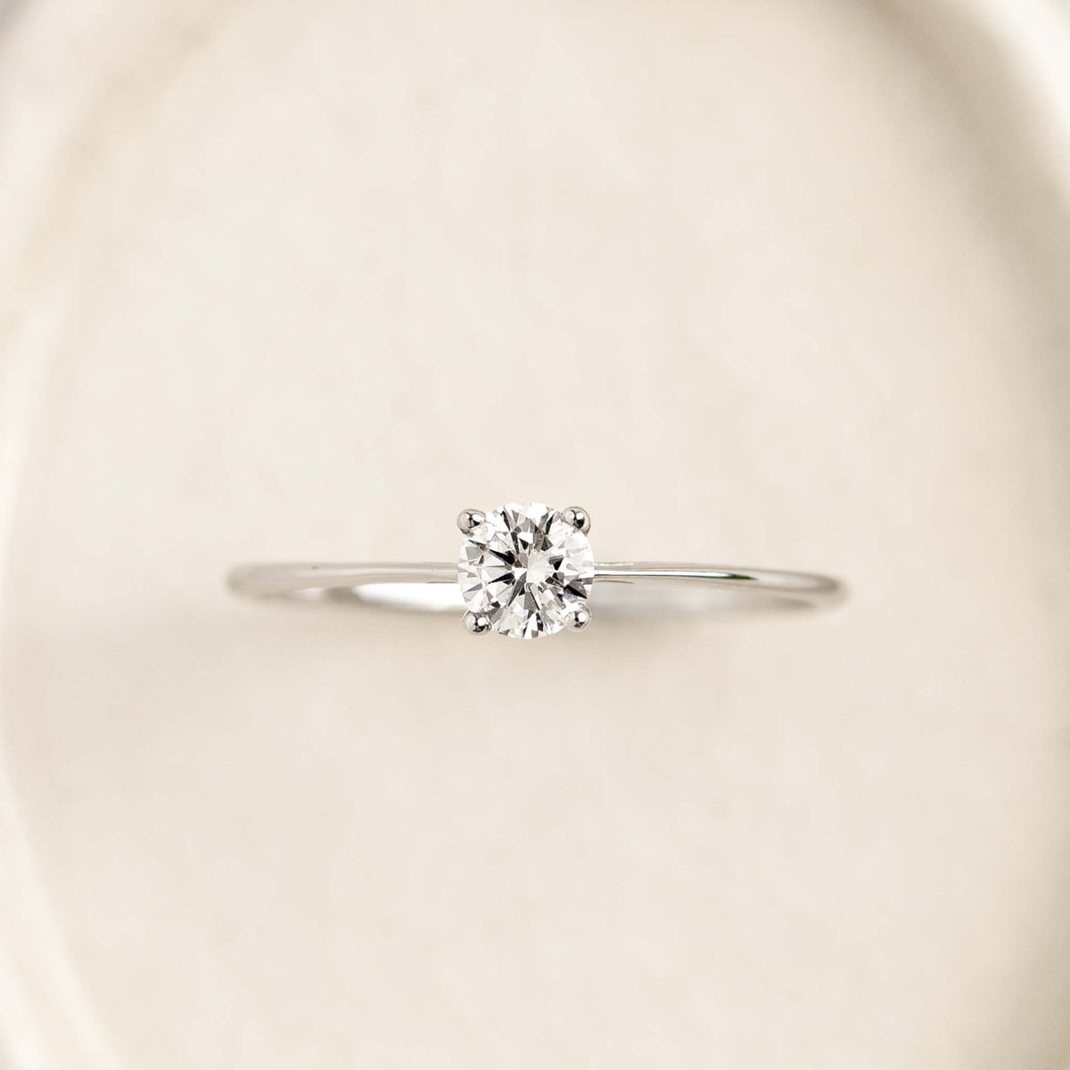 Four prong setting lab grown diamond ring in white gold