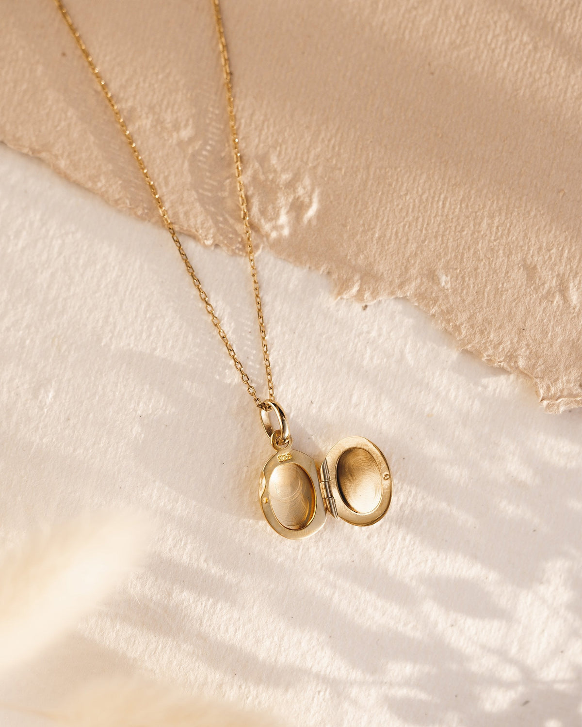 Locket pendant necklace on gold vermeil chain