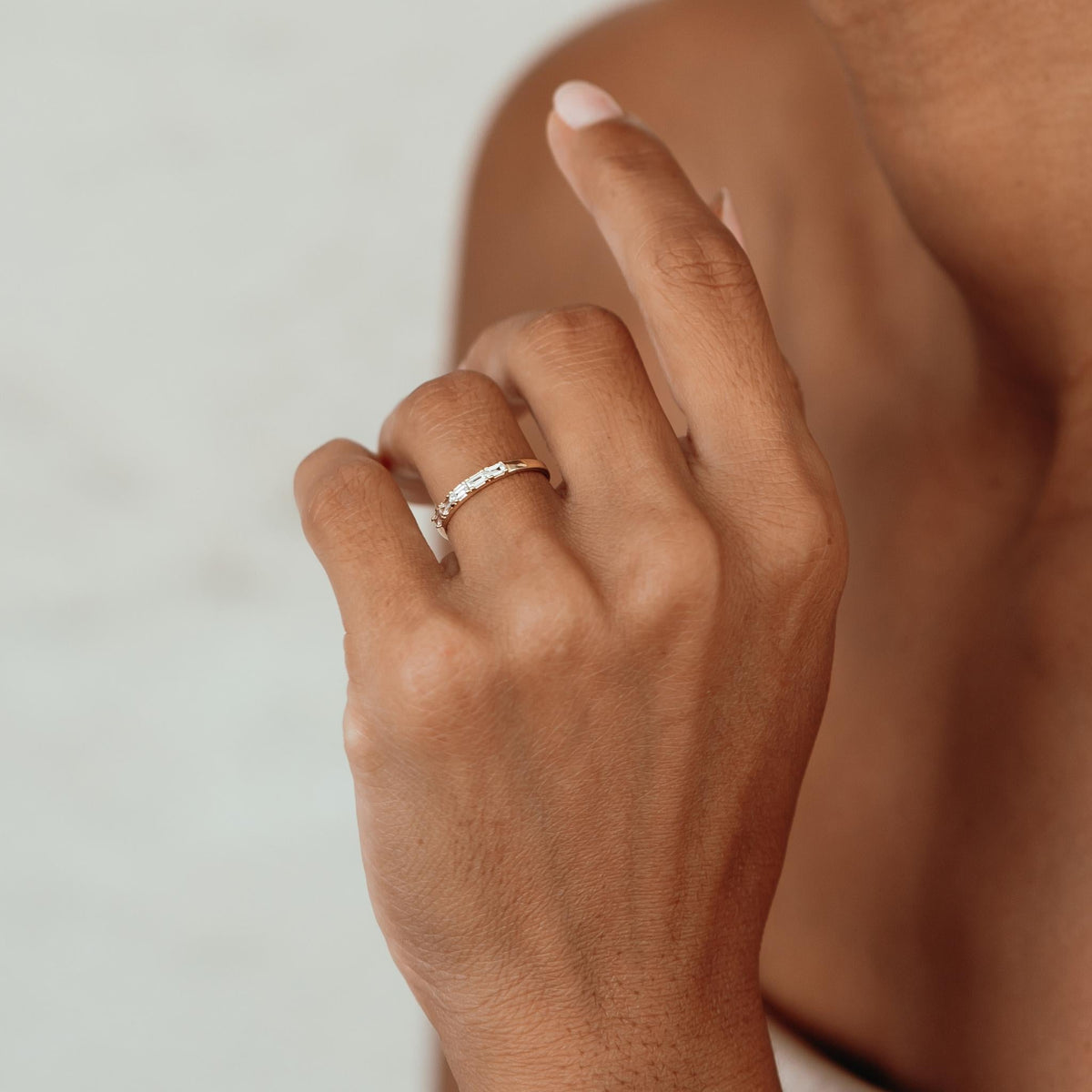 Half-eternity yellow gold band with diamonds