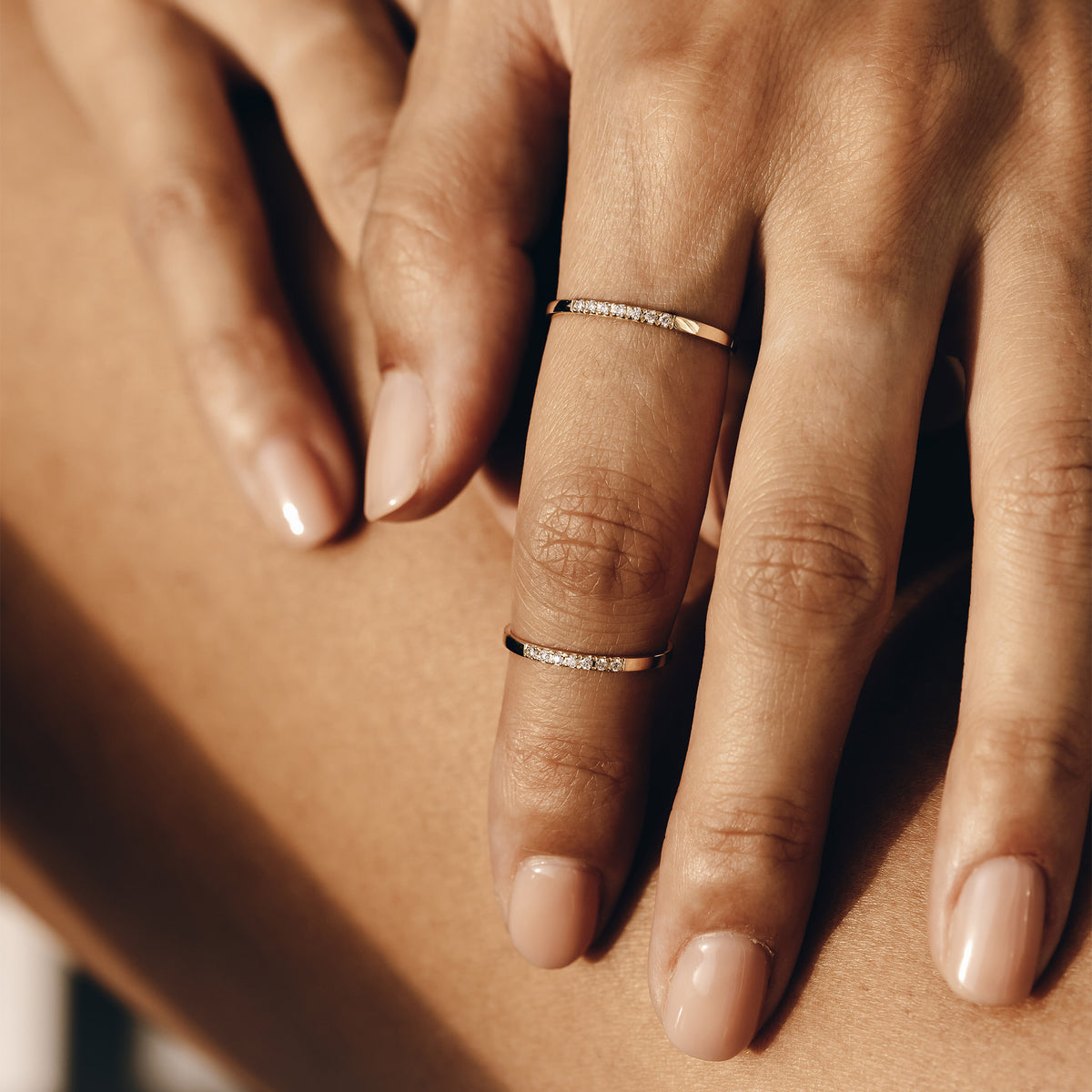 Two lab grown diamond pave diamonds on 14k bands 